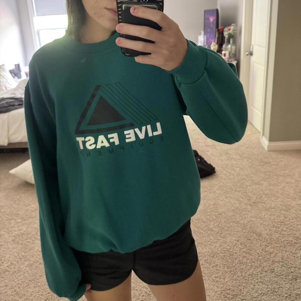 Women's Blue and Green Sweatshirt